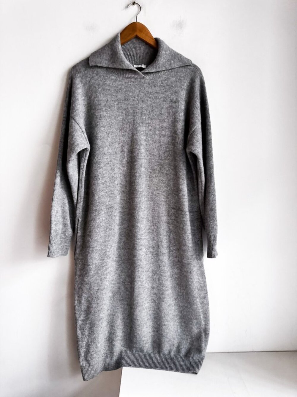 Peserico Grey Knit Midi Dress Wool Alpaca Blend 48/L